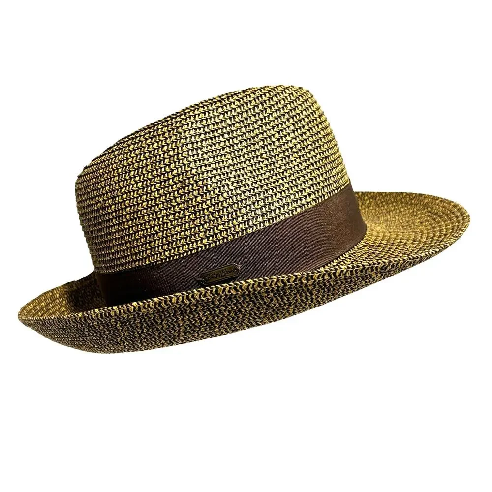 Sea 'n' Sand straw sun hat fedora style unisex tan brown black woven casual
